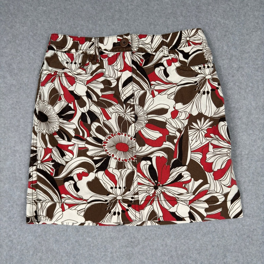 Ann Taylor LOFT Womens Sz 6 Floral Mini Skirt Multicolor Cotton Y2K Hippie Retro